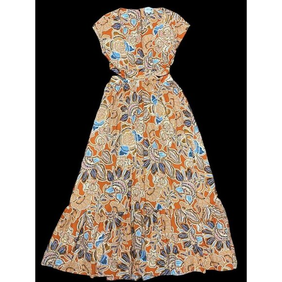 Misa Los Angeles Sz XS Dress Dana Mae Maxi Orange Floral Boho Southwestern - Picture 4 of 13